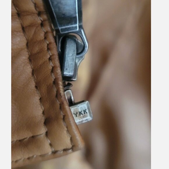 MISSANI LE COLLEZIONI Distressed Leather Motorcycle Jacket Men L Sportcoat Tan G - Picture 5 of 16